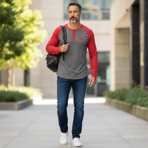 Men's XL Georgia Bulldogs Henley Long Sleeve Shirt